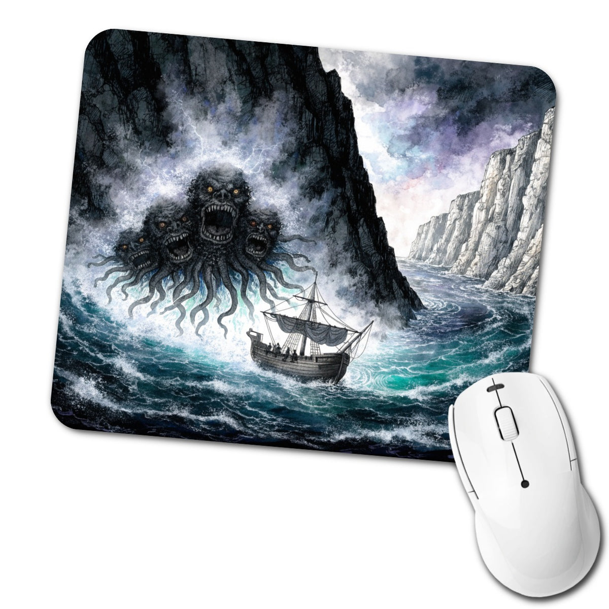 Scylla Greek Sea Monster Low Profile Mouse Pad Mat