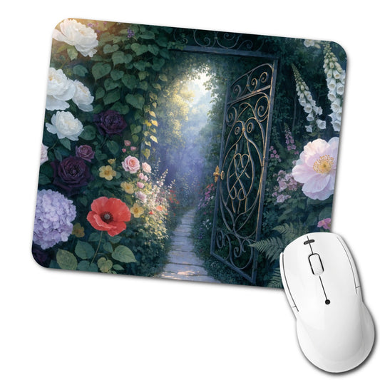 Secret Flower Garden Gate Low Profile Mouse Pad Mat