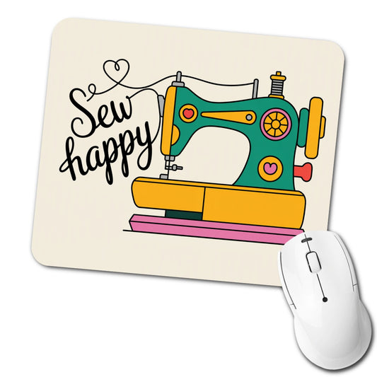 Sew Happy Sewing Machine Cute Low Profile Mouse Pad Mat