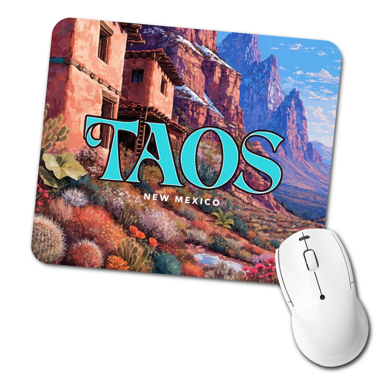 Taos New Mexico Travel Low Profile Mouse Pad Mat