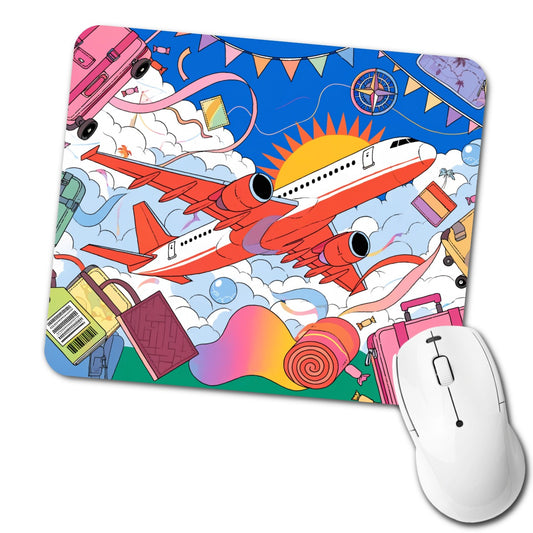 Travel Airplane Flight Attendant Pilot Low Profile Mouse Pad Mat