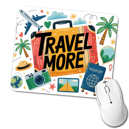 Travel More Colorful Suitcase Low Profile Mouse Pad Mat