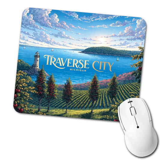 Traverse City Michigan Travel Low Profile Mouse Pad Mat