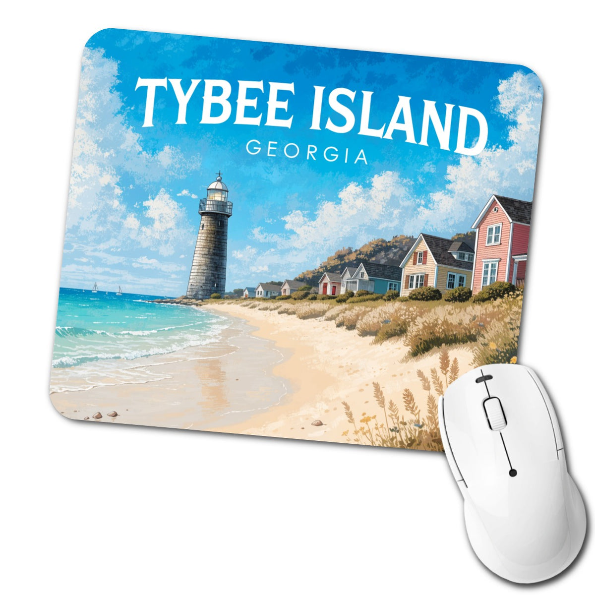 Tybee Island Georgia Travel Low Profile Mouse Pad Mat
