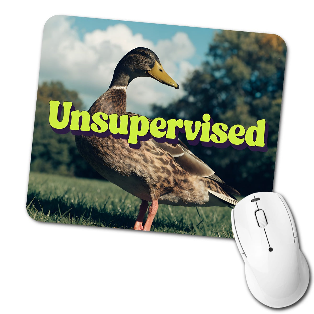 Unsupervised Duck Funny Low Profile Mouse Pad Mat