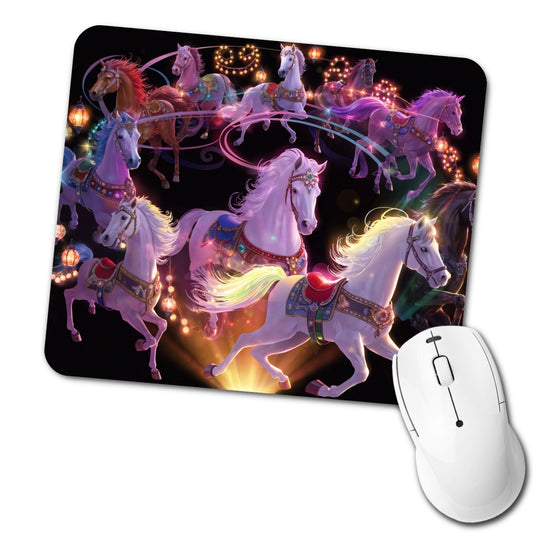 Vintage Carousel Horses Low Profile Mouse Pad Mat