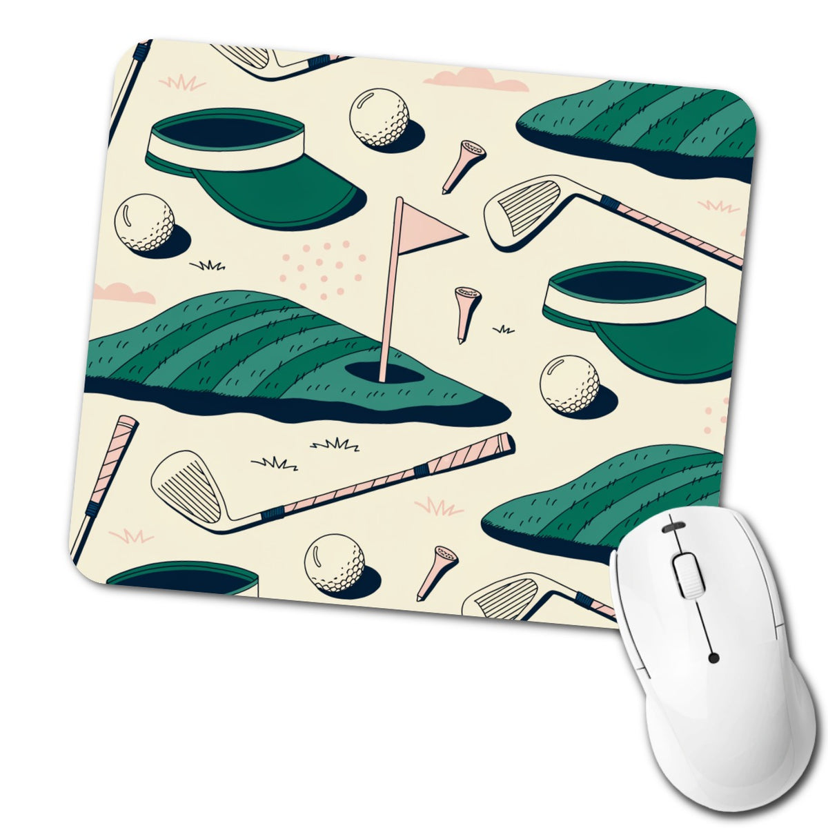 Vintage Golf Clubs Balls Low Profile Mouse Pad Mat