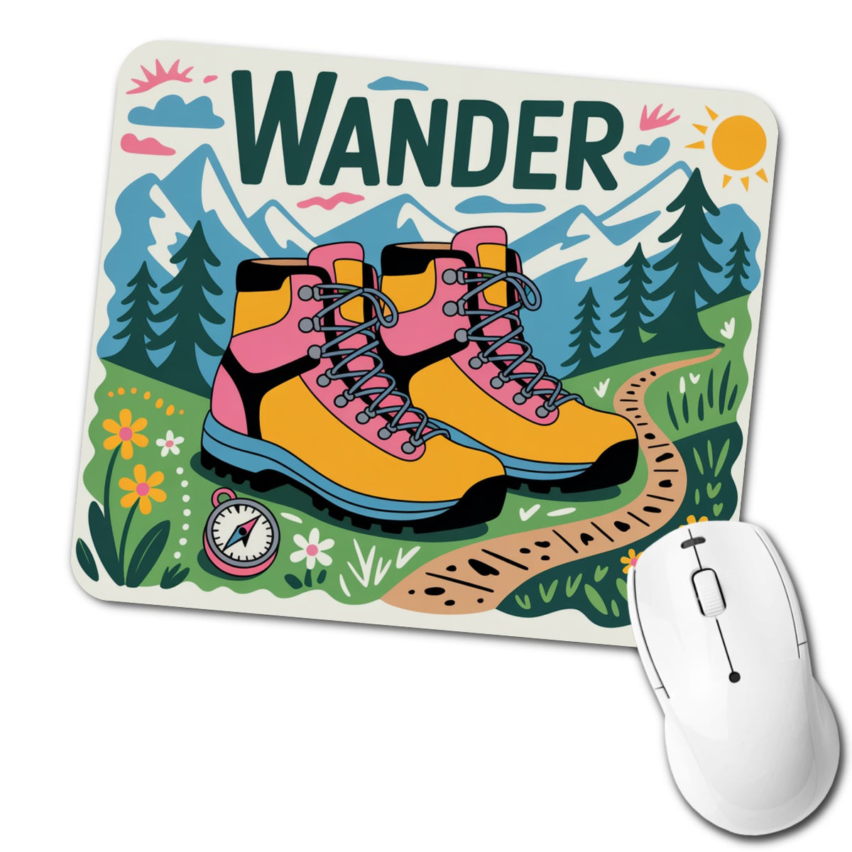 Wander Hiking Boots Hiker Low Profile Mouse Pad Mat