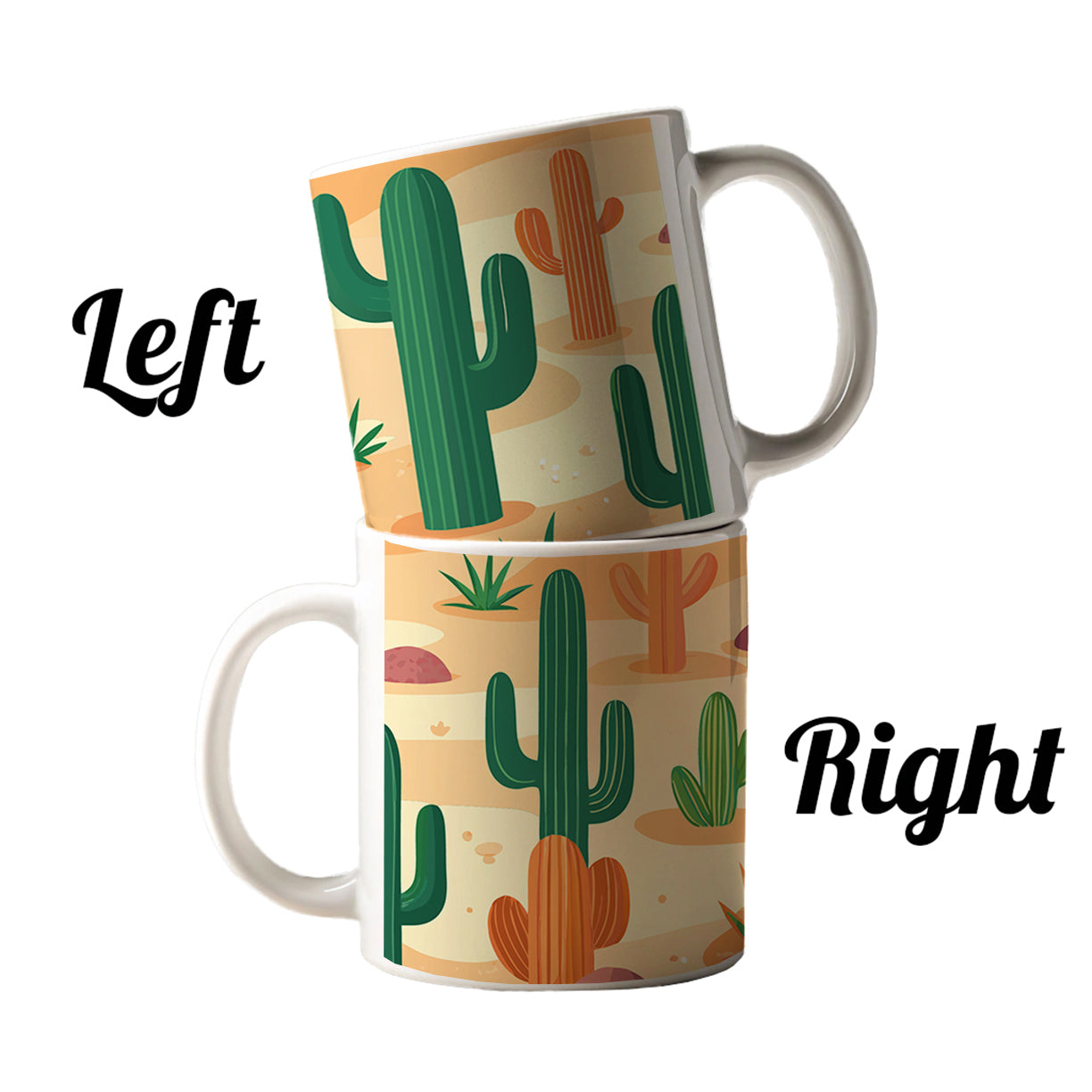 Cactus Cacti Desert Scattered Pattern Ceramic Tea Coffee Mug Cup - 11oz