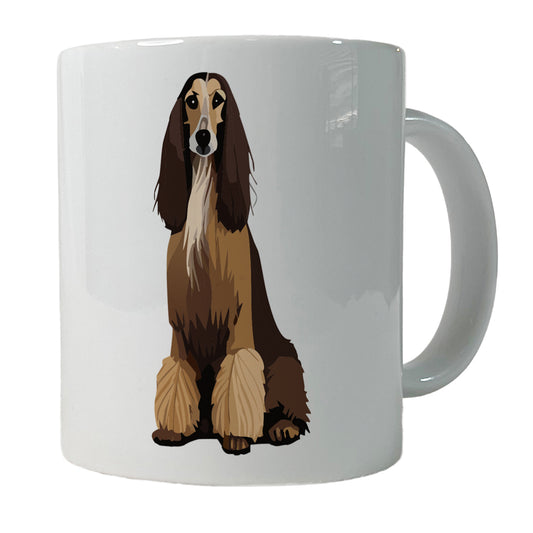 Afghan Hound Dog Sitting Ceramic Tea Coffee Mug Cup - 11oz