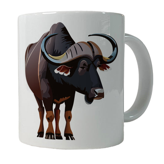 African Buffalo Standing Ceramic Tea Coffee Mug Cup - 11oz
