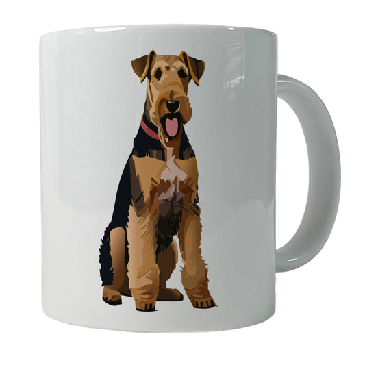 Airedale Terrier Dog Sitting Ceramic Tea Coffee Mug Cup - 11oz