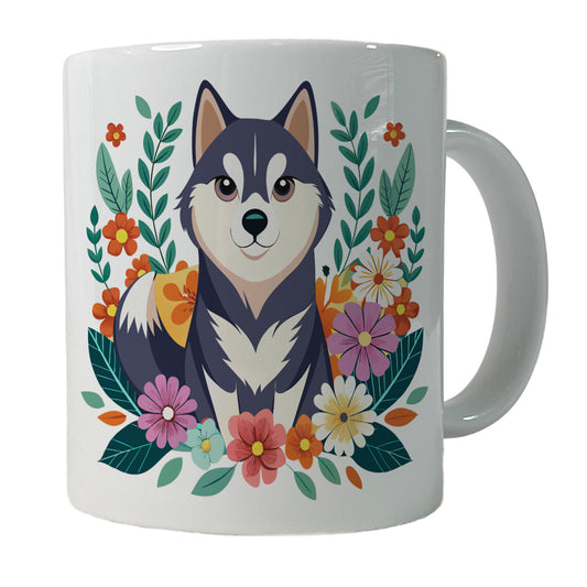Alaskan Klee Kai Dog Floral Flowers Ceramic Tea Coffee Mug Cup - 11oz