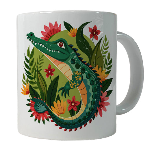 Alligator Floral Flowers Ceramic Tea Coffee Mug Cup - 11oz