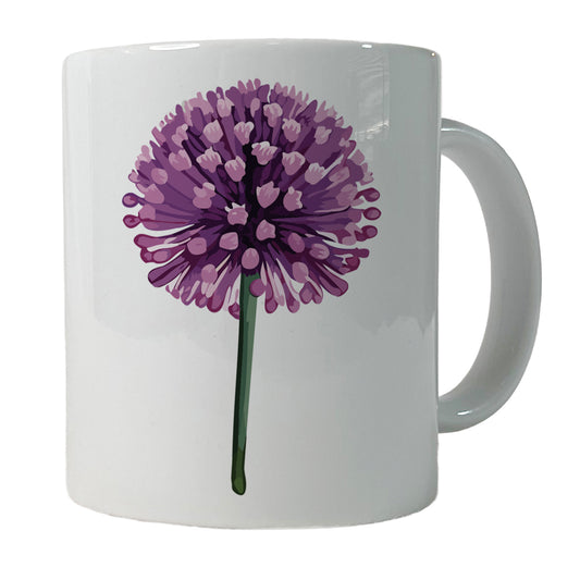 Allium Flower Purple Watercolor Ceramic Tea Coffee Mug Cup - 11oz