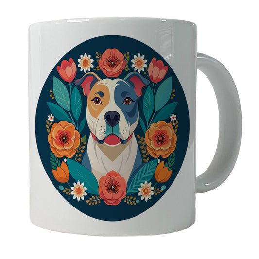 American Bulldog Dog Floral Flowers Ceramic Tea Coffee Mug Cup - 11oz