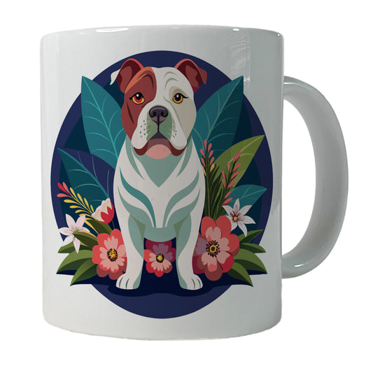 American Bulldog Floral Flowers Ceramic Tea Coffee Mug Cup - 11oz