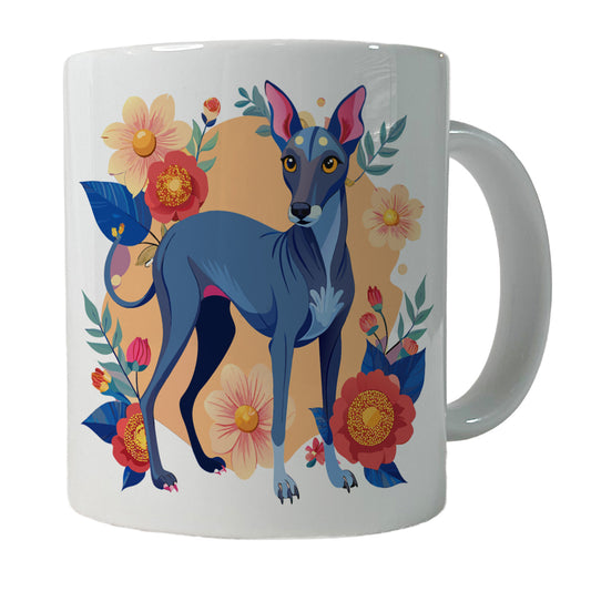 American Hairless Terrier Dog Floral Flowers Ceramic Tea Coffee Mug Cup - 11oz