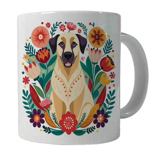 Anatolian Shepherd Dog Floral Flowers Ceramic Tea Coffee Mug Cup - 11oz