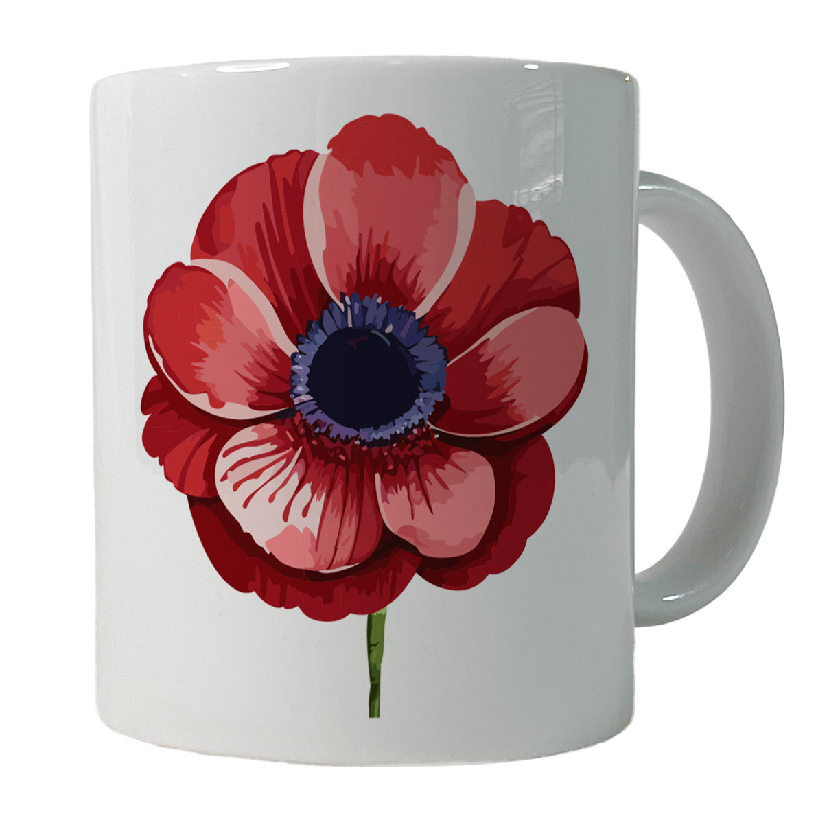 Anemone Flower Watercolor Red Ceramic Tea Coffee Mug Cup - 11oz