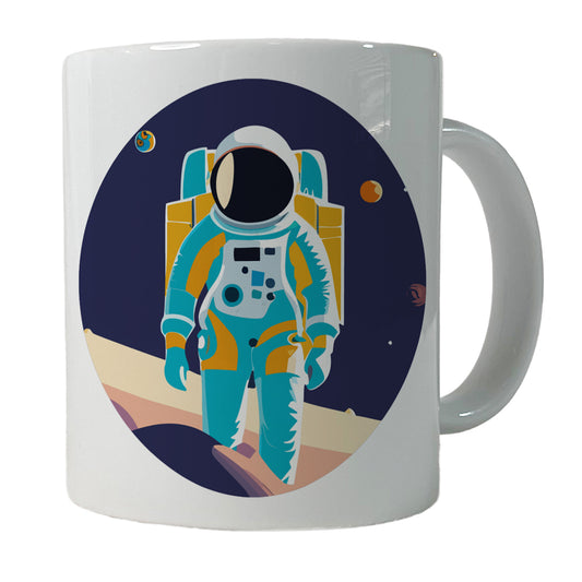 Astronaut in Outer Space Planets Science Fiction Ceramic Tea Coffee Mug Cup - 11oz