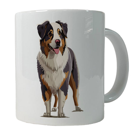 Australian Shepherd Dog Standing Ceramic Tea Coffee Mug Cup - 11oz