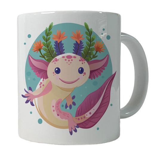 Axolotl Head Floral Flowers Ceramic Tea Coffee Mug Cup - 11oz