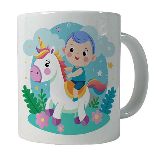 Baby Riding Unicorn Cute Funny Ceramic Tea Coffee Mug Cup - 11oz