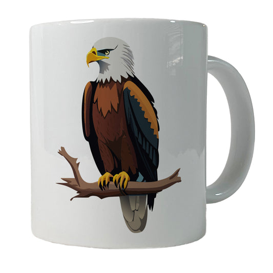Bald Eagle on Branch Ceramic Tea Coffee Mug Cup - 11oz