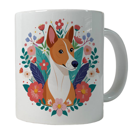 Basenji Dog Floral Flowers Ceramic Tea Coffee Mug Cup - 11oz
