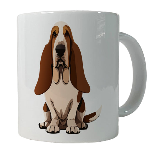 Basset Hound Dog Sitting Ceramic Tea Coffee Mug Cup - 11oz