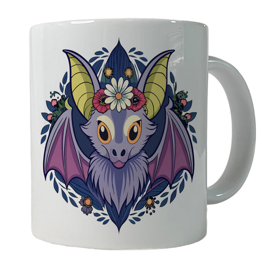Bat Floral Flowers Halloween Ceramic Tea Coffee Mug Cup - 11oz