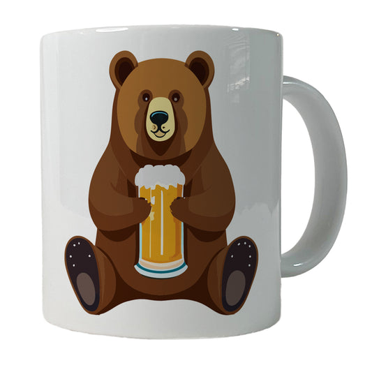 Bear Drinking Beer Sitting Funny Ceramic Tea Coffee Mug Cup - 11oz
