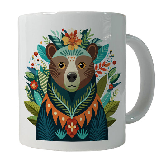 Bear Floral Flowers Ceramic Tea Coffee Mug Cup - 11oz