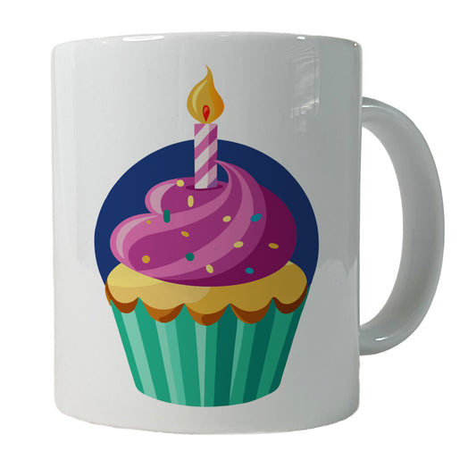 Birthday Cupcake with Candle Ceramic Tea Coffee Mug Cup - 11oz