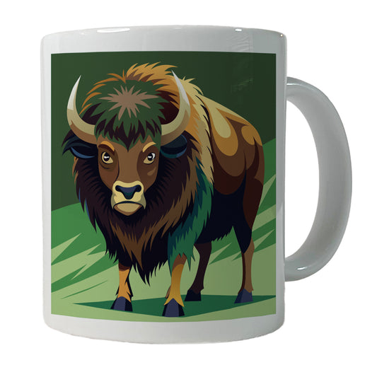 Bison Staring Ceramic Tea Coffee Mug Cup - 11oz
