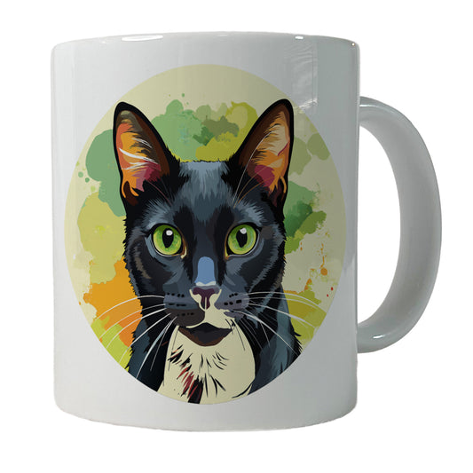 Black Cat Watercolor Ceramic Tea Coffee Mug Cup - 11oz