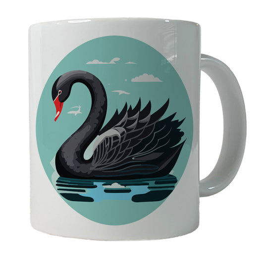 Black Swan Swimming Ceramic Tea Coffee Mug Cup - 11oz