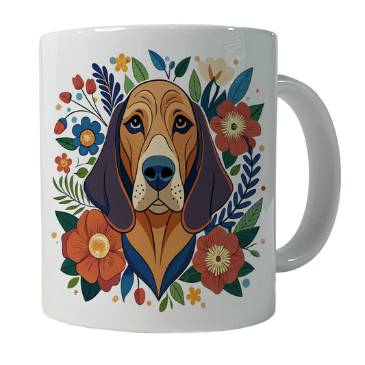 Bloodhound Dog Floral Flowers Ceramic Tea Coffee Mug Cup - 11oz