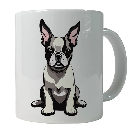 Boston Terrier Dog Sitting Ceramic Tea Coffee Mug Cup - 11oz