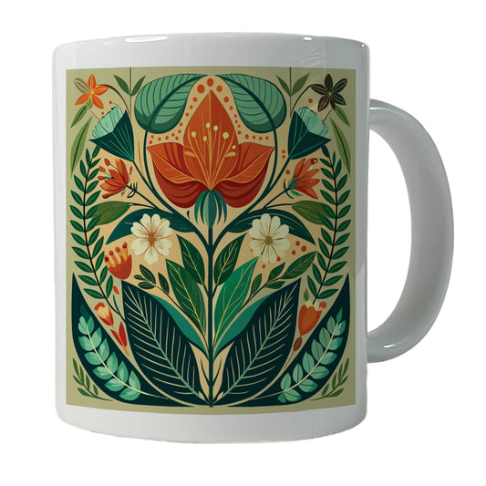 Botanical Floral Art Nouveau Design Ceramic Tea Coffee Mug Cup - 11oz