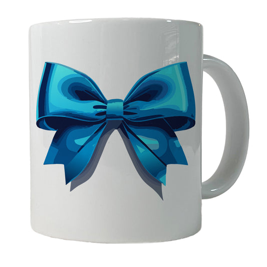 Bow Cheerleading Coquette Blue Ceramic Tea Coffee Mug Cup - 11oz