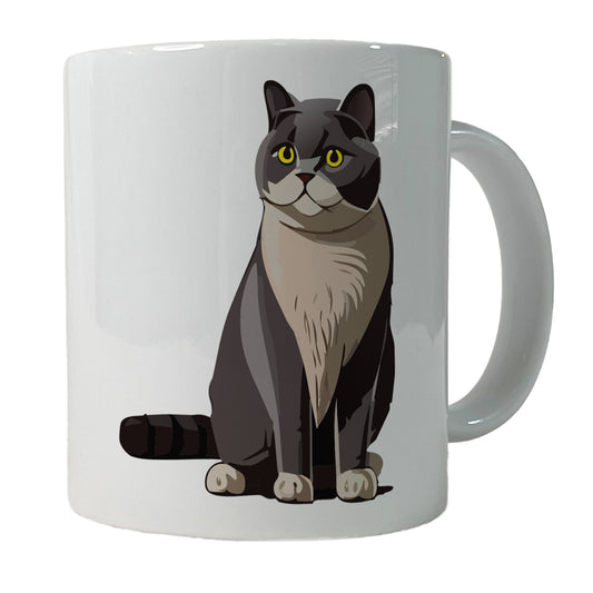 British Shorthair Cat Sitting Ceramic Tea Coffee Mug Cup - 11oz