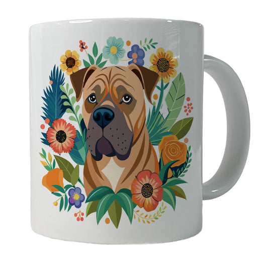 Bullmastiff Dog Floral Flowers Ceramic Tea Coffee Mug Cup - 11oz