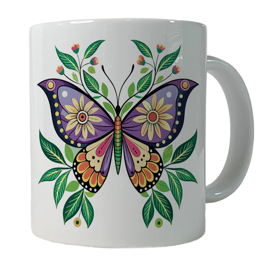 Butterfly Floral Flowers Ceramic Tea Coffee Mug Cup - 11oz