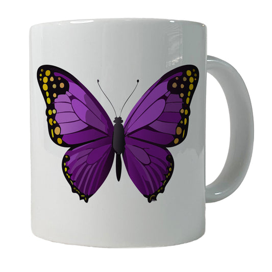 Butterfly Purple Ceramic Tea Coffee Mug Cup - 11oz