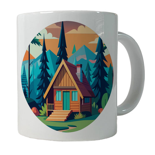 Cabin in the Forest Rustic Log Ceramic Tea Coffee Mug Cup - 11oz