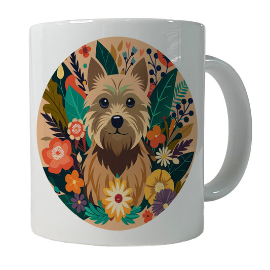 Cairn Terrier Dog Floral Flowers Ceramic Tea Coffee Mug Cup - 11oz