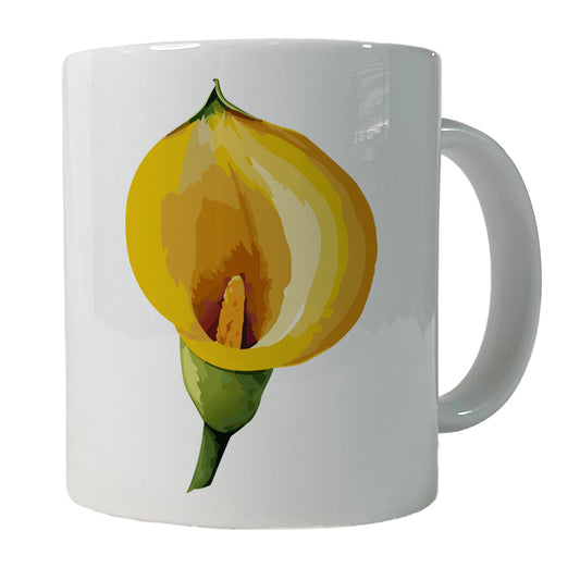 Calla Lily Flower Yellow Ceramic Tea Coffee Mug Cup - 11oz