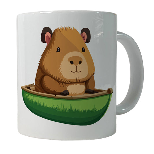 Capybara Canoeing Canoe Funny Ceramic Tea Coffee Mug Cup - 11oz
